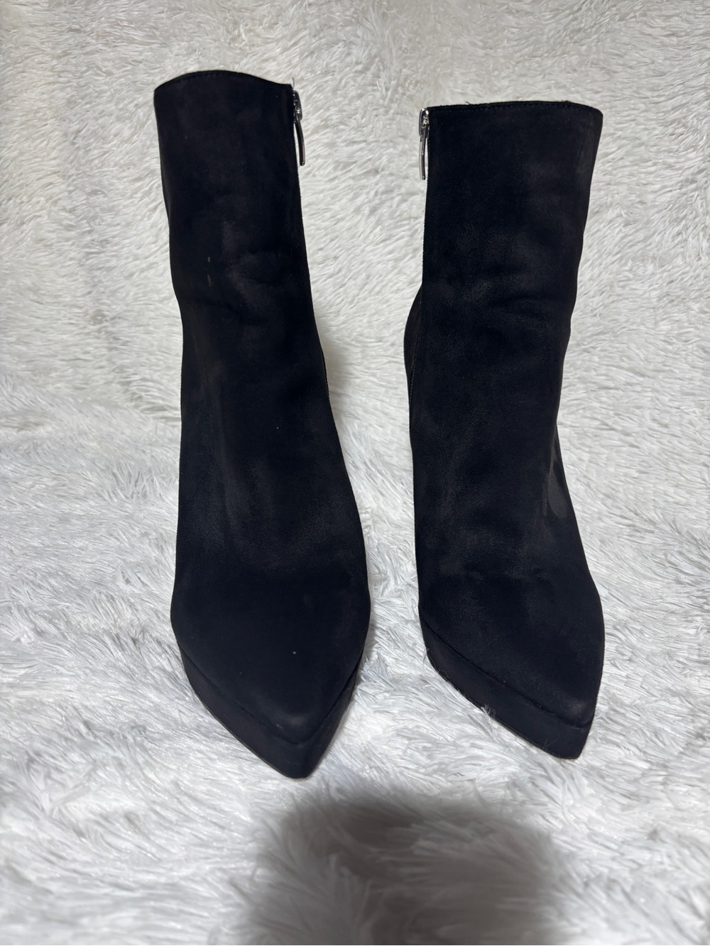 Nine West Black Pointed-Toe Suede Ankle Booties